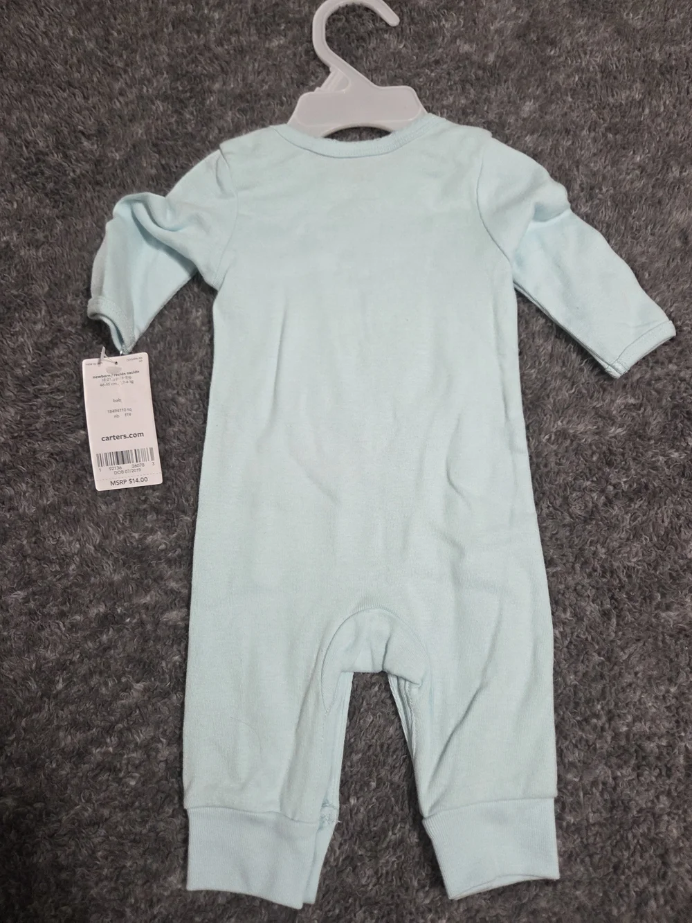Carter's Light Blue Long-Sleeve One-Piece with 'Strong Girls' Glitter Detail